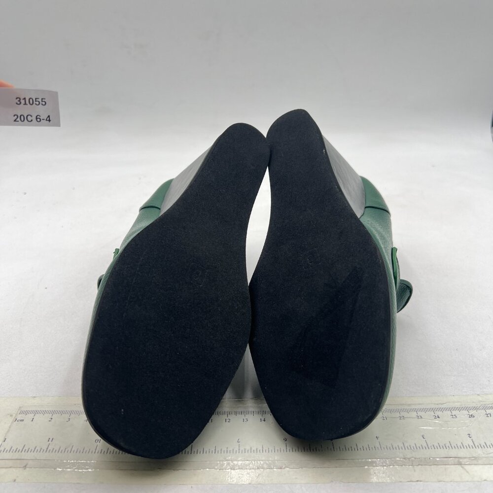 YDN Dark Green Dressy Pump Square Closed Toe Slip On Loafers Wedges Heeled Shoes - Picture 7 of 8